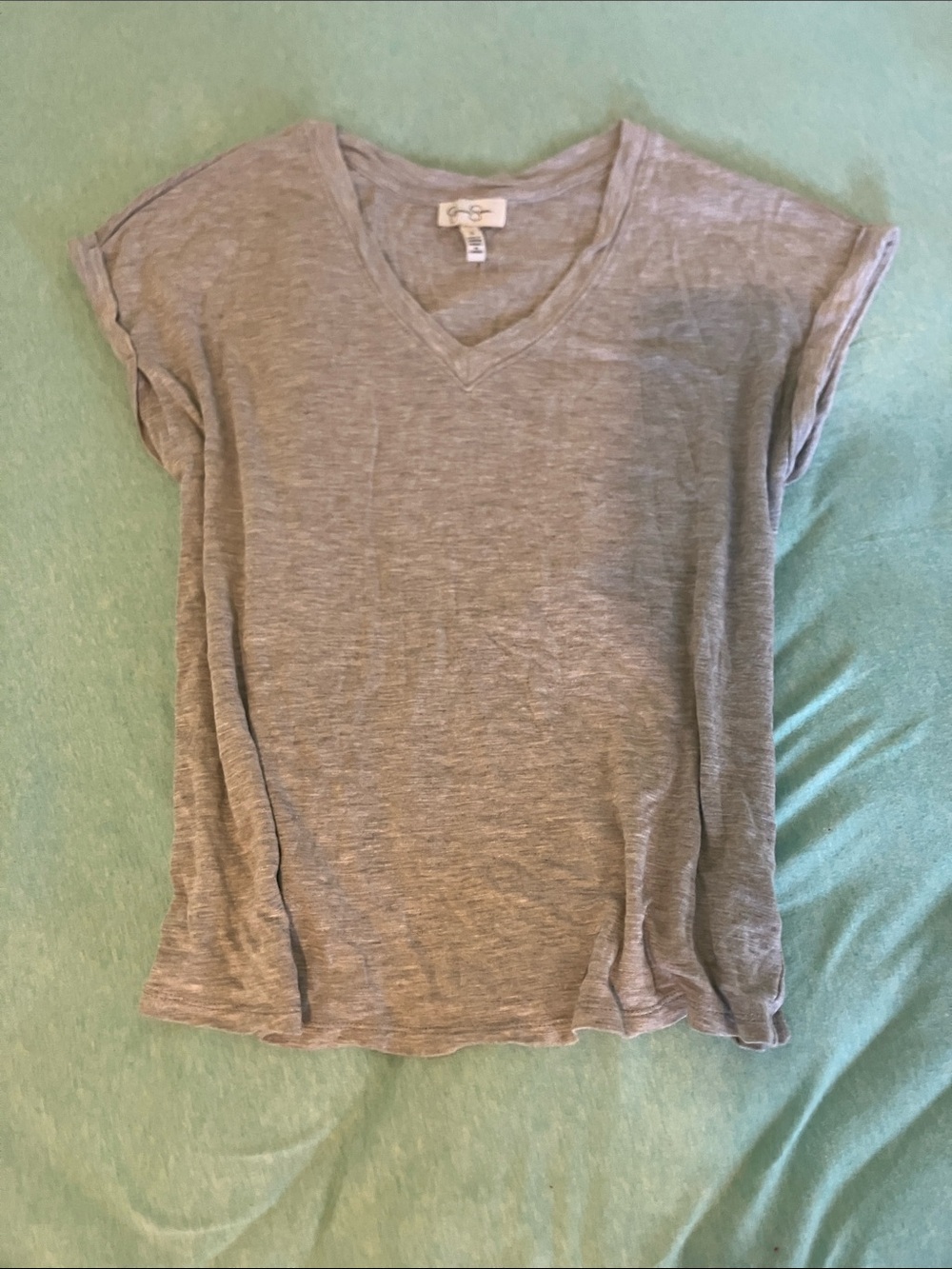 Light Gray V-Neck Women's Top
